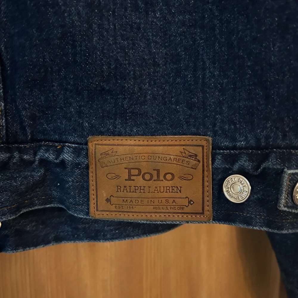 Ralph Lauren Blue Jean Jacket with Tan Collar - Picture 5 of 7